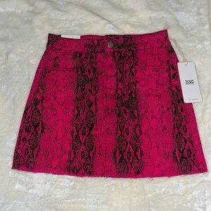 Hot Pink and Black Snake Print Mini Skirt NWT, Size Med